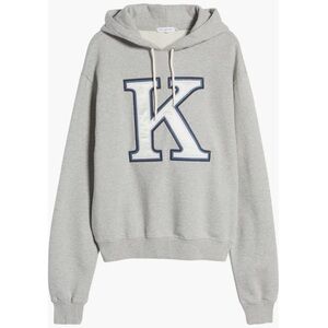 Good American Oversized Gray Hoodie K Initial Cotton Sweatshirt Monogram